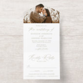 Moderne Elegante Gouden Folie Script Fotobruiloft All In One Uitnodiging (Binnenkant)