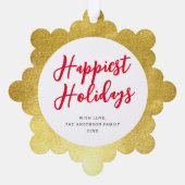 Moderne Elegante Gouden Foto Kerstvakantie Ornament Kaart (Achterkant)