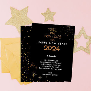 Moderne & Elegante Gouden Glitter Laten we toasten Feestdagenkaart