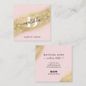 Moderne elegante gouden glitter roze make-up artie vierkante visitekaartje (Voorkant / Achterkant)