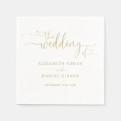Moderne Elegante Gouden Hart Script Bruiloft Servet (Voorkant)