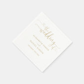 Moderne Elegante Gouden Hart Scriptie Bruiloft Servet (Hoek)