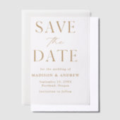 Moderne Elegante Gouden Huwelijk Save The Date Vellum Uitnodigingen (Offset)