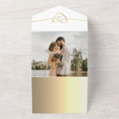 Moderne Elegante Gouden Huwelijksuitnodiging met Q All In One Uitnodiging (Buitenkant)