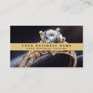 Moderne Elegante Gouden Juwelier Diamanten Ring Visitekaartje