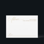 Moderne Elegante Gouden Kalligrafie Bruiloft Advieskaart<br><div class="desc">Elegante & Moderne Gouden Kalligrafie Bruiloft Advieskaart : Deze kaart heeft lege ruimte voor je gasten om advies of wensen in te vullen. Hij heeft gouden romantische kalligrafie en een modern uiterlijk.</div>