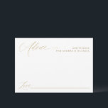 Moderne Elegante Gouden Kalligrafie Bruiloft Advieskaart<br><div class="desc">Elegante & Moderne Gouden Kalligrafie Bruiloft Advieskaart : Deze kaart heeft lege ruimte voor je gasten om advies of wensen in te vullen. Hij heeft gouden romantische kalligrafie en een modern uiterlijk.</div>