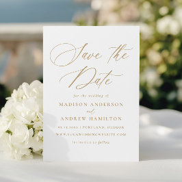 Moderne Elegante Gouden Kalligrafie Huwelijk Save The Date