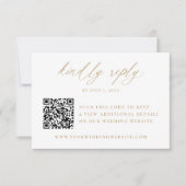 Moderne Elegante Gouden Kalligrafie QR Code Huweli RSVP Kaartje (Voorkant)