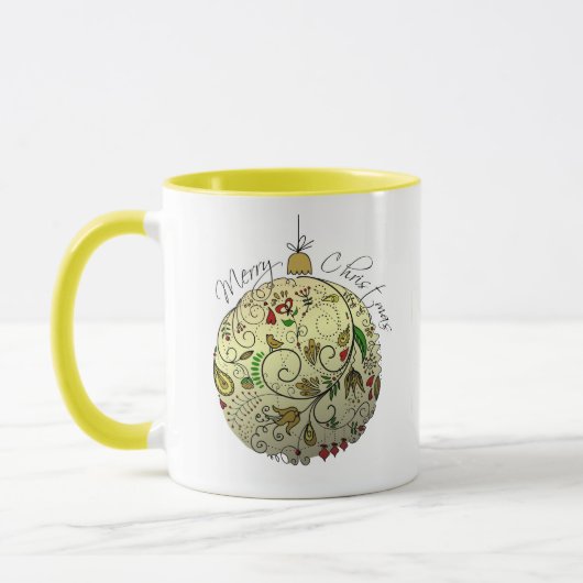 Moderne Elegante Gouden Kerst Doodle Ornament MOK (Links)