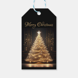 Moderne Elegante Gouden Kerstboom Cadeaulabel