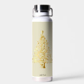 Moderne Elegante Gouden Kerstboom Gepersonaliseerd Waterfles (Achterkant)