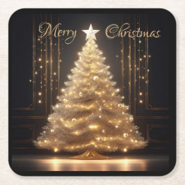 Moderne Elegante Gouden Kerstboom Kartonnen Onderzetters