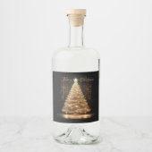 Moderne Elegante Gouden Kerstboom Likeurfles Etiket (Voorkant)