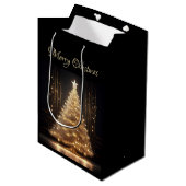 Moderne Elegante Gouden Kerstboom Medium Cadeauzakje (Voorkant Gekanteld)