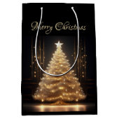 Moderne Elegante Gouden Kerstboom Medium Cadeauzakje (Voorkant)