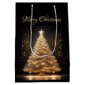 Moderne Elegante Gouden Kerstboom Medium Cadeauzakje (Achterkant)