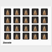 Moderne Elegante Gouden Kerstboom Vierkante Sticker (Vel)