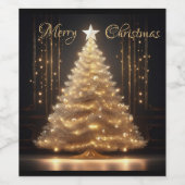 Moderne Elegante Gouden Kerstboom Wijn Etiket (Enkel label)