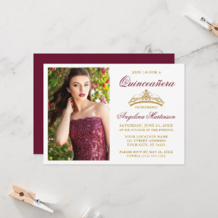 Moderne Elegante Gouden Kroon Bourgondiër Quincean Kaart