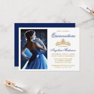 Moderne Elegante Gouden Kroon Koninklijk Blauwe Qu Kaart
