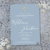 Moderne Elegante Gouden Kruis Stof Blauw Bevestigi Kaart