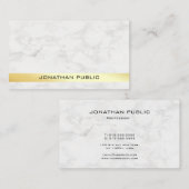 Moderne Elegante Gouden Marmeren Sjabloon Professi Visitekaartje (Voorkant / Achterkant)