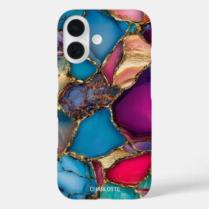 Moderne elegante gouden marmeren steen iPhone 16 hoesje