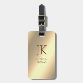 Moderne Elegante Gouden Metallic Monogram Naam Bagagelabel