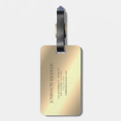 Moderne Elegante Gouden Metallic Monogram Naam Bagagelabel (Achterkant verticaal)