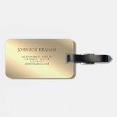 Moderne Elegante Gouden Metallic Monogram Naam Bagagelabel (Achterkant horizontaal)