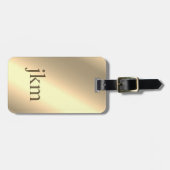 Moderne Elegante Gouden Metallic monogrammed Naam Bagagelabel (Voorkant horizontaal)