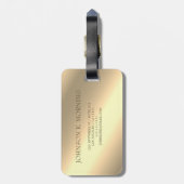 Moderne Elegante Gouden Metallic monogrammed Naam Bagagelabel (Achterkant verticaal)