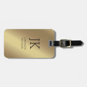 Moderne Elegante Gouden Metallic monogrammed Naam Bagagelabel (Voorkant horizontaal)