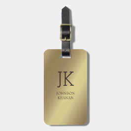 Moderne Elegante Gouden Metallic monogrammed Naam Bagagelabel