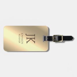 Moderne Elegante Gouden Metallic monogrammed Naam Bagagelabel