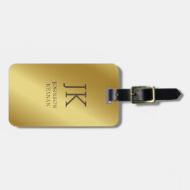Moderne Elegante Gouden Metallic monogrammed Naam Bagagelabel