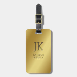 Moderne Elegante Gouden Metallic monogrammed Naam Bagagelabel