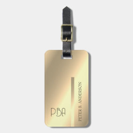 Moderne Elegante Gouden Metallic monogrammed Naam Bagagelabel