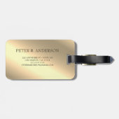 Moderne Elegante Gouden Metallic monogrammed Naam Bagagelabel (Achterkant horizontaal)