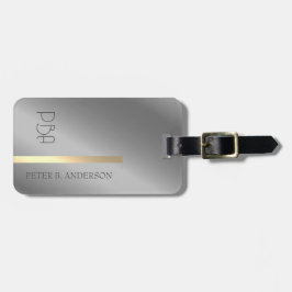 Moderne Elegante Gouden Metallic monogrammed Naam Bagagelabel