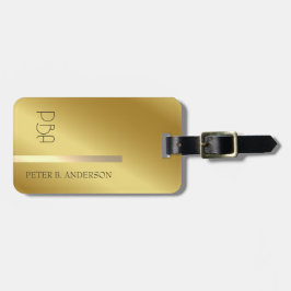 Moderne Elegante Gouden Metallic monogrammed Naam Bagagelabel