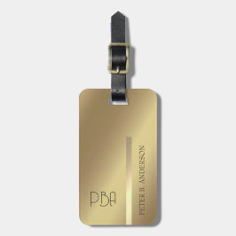 Moderne Elegante Gouden Metallic monogrammed Naam Bagagelabel