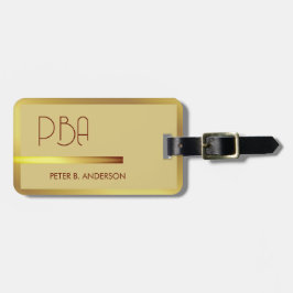 Moderne Elegante Gouden Metallic monogrammed Naam Bagagelabel