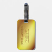 Moderne Elegante Gouden Metallic monogrammed Naam Bagagelabel (Achterkant verticaal)