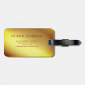 Moderne Elegante Gouden Metallic monogrammed Naam Bagagelabel (Achterkant horizontaal)