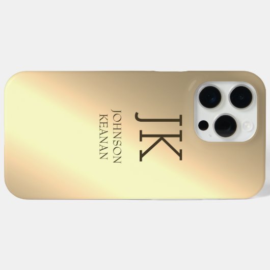 Moderne Elegante Gouden Metallic monogrammed Naam Case-Mate iPhone Case (Achterkant (horizontaal))