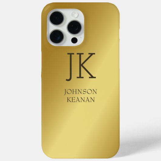 Moderne Elegante Gouden Metallic monogrammed Naam Case-Mate iPhone Case (Achterkant)