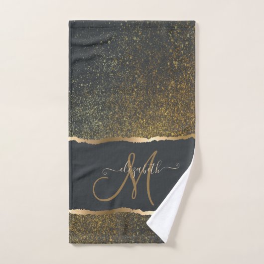 Moderne Elegante Gouden Monogram Bad Handdoek (Handdoek)