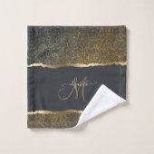 Moderne Elegante Gouden Monogram Bad Handdoek (Wasdoekje)